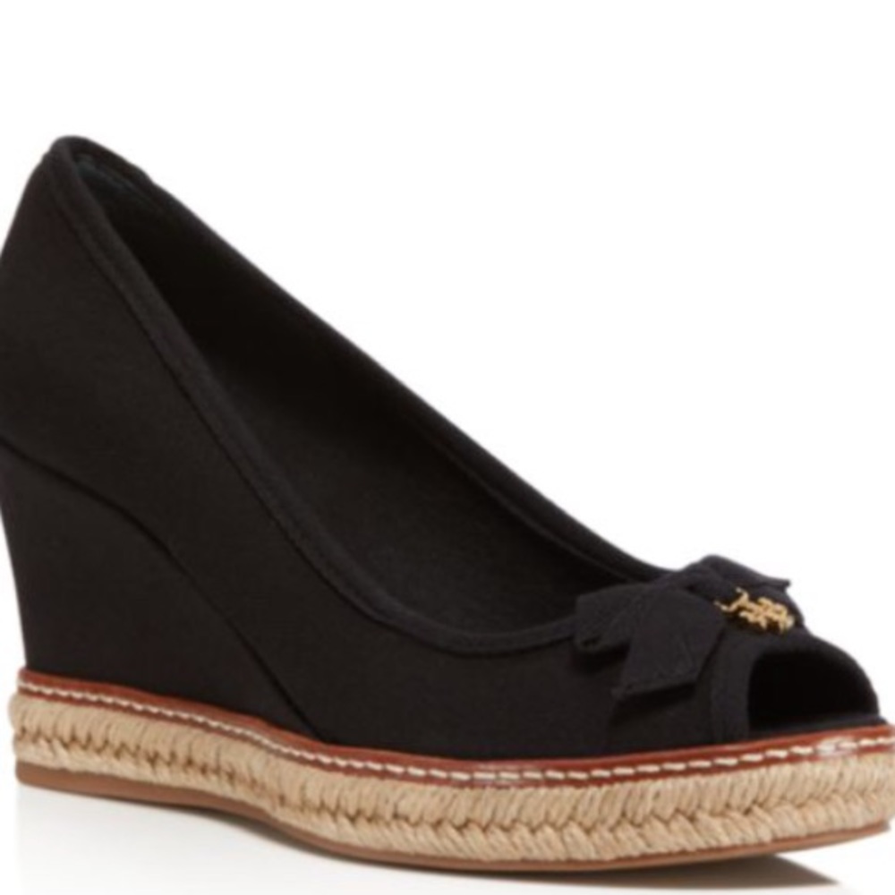 Tory Burch Jackie Wedge Size 7.5 Black